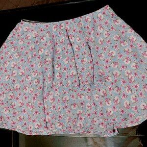 Zara floral ruffel mini skirt blue XS coquette y2k